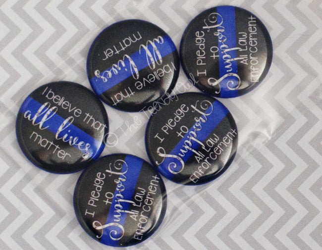Flat Back Buttons M2M  "Pledge Support" Blue Lives Matter Collection - 5pc