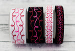 3/8" & 7/8" Valentine's Day Doodle Swirls - 5yd Roll