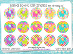 Bright Patterned Elephants - 1" Bottle Cap Images - INSTANT DOWNLOAD