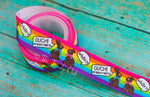 7/8" OUCH! Chocolate Bunnies on Bright Rainbow Stripes - Easter Inspired - 5yd Roll