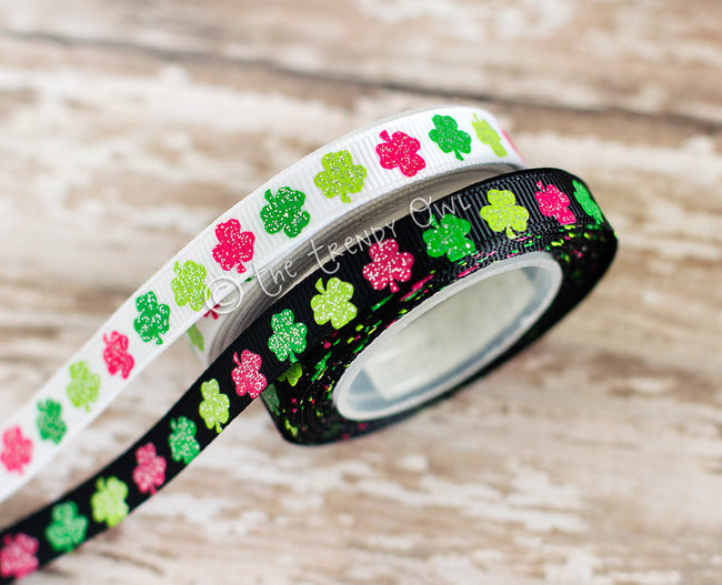 3/8" Glittered Clovers - 5yd Roll