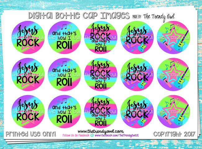 M2M "Jesus is My Rock, and That's How I Roll" - 1" BOTTLE CAP IMAGES - INSTANT DOWNLOAD