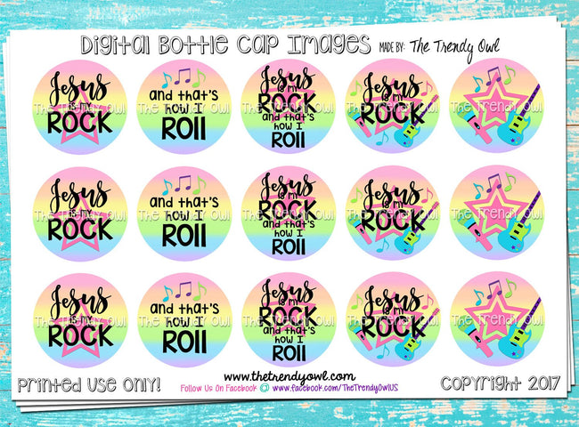 M2M "Jesus is My Rock, and That's How I Roll" - 1" BOTTLE CAP IMAGES - INSTANT DOWNLOAD
