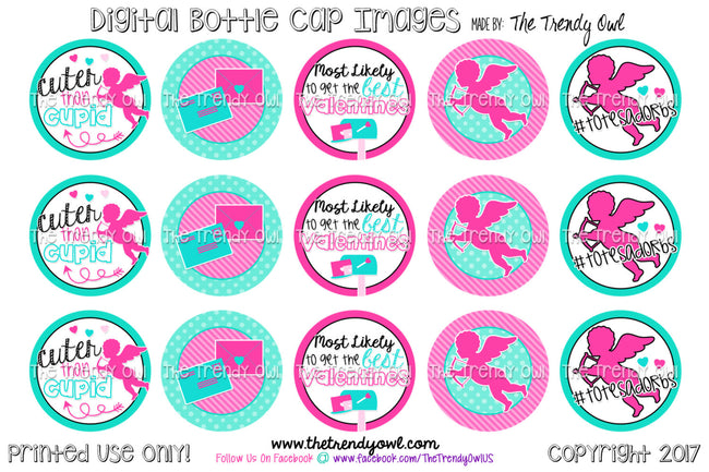 Cuter Than Cupid! - Valentine's Day - 1" Bottle Cap Images - INSTANT DOWNLOAD