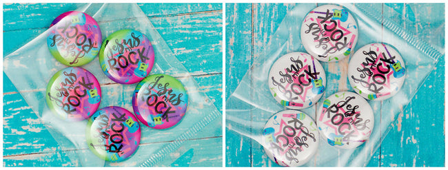 Flat Back Buttons M2M "Jesus Is My Rock" Collection - 5pc Set