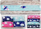 7/8" Oh The Places She Will Go, She Will Soar! 3/8" & 7/8" Sparkle Clouds - 5yd Roll
