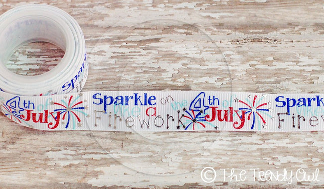 7/8" Sparkle Like A Firework - 4th of July - 5yd Roll