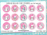 Pink/White Unicorn pg 1 - 1" BOTTLE CAP IMAGES - INSTANT DOWNLOAD