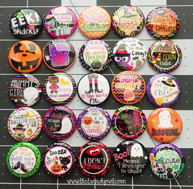 HALLOWEEN - 25pc. Flat Back Button Grab Bag