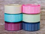 3/8", 7/8", 1.5" White Glittered Pin Stripes - Shabby Chic Tea Party Inspired - 5yd Roll