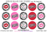 Hugs & Kisses - Valentine's Day Themed - 1" BOTTLE CAP IMAGES - INSTANT DOWNLOAD