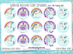 Rainbow Unicorn - 1" BOTTLE CAP IMAGES - INSTANT DOWNLOAD