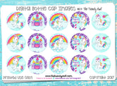 Rainbow Unicorn - 1" BOTTLE CAP IMAGES - INSTANT DOWNLOAD