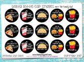 Junk Food Themed - Digital Bottle Cap Images - INSTANT DOWNLOAD - 1" Bottle Cap Images 4x6