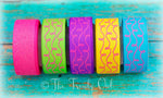 3/8" & 7/8" Hot Pink Glitter Doodle Swirls - 5yd Roll