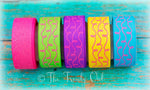 3/8" & 7/8" Hot Pink Glitter Doodle Swirls - 5yd Roll