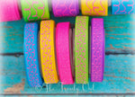 3/8" & 7/8" Hot Pink Glitter Doodle Swirls - 5yd Roll