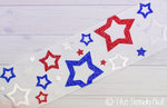 3" Patriotic Sparkle Stars on White Ribbon - 5yd Roll