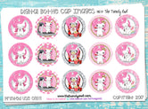 Pink/White Unicorn pg 2 - 1" BOTTLE CAP IMAGES - INSTANT DOWNLOAD