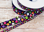 3/8" & 7/8" Halloween Inspired Glitter Dots and Chevron - 5yd Roll