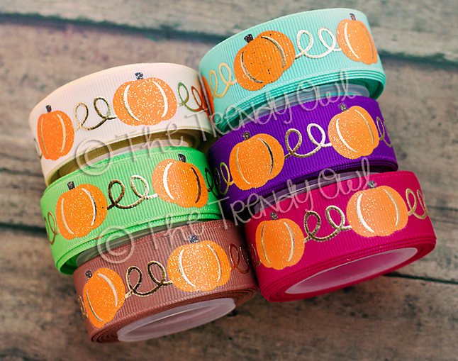 3/8" & 7/8" Golden Pumpkin Swirls - 5yd Roll