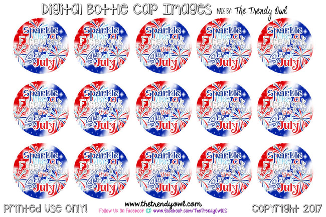 Sparkle Like a Firework on 4th of July Tie-Dye Background - 1" BOTTLE CAP IMAGES - INSTANT DOWNLOAD