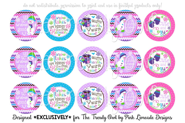 Cute & Cozy Winter Inspired - 1" Bottle Cap Images - INSTANT DOWNLOAD