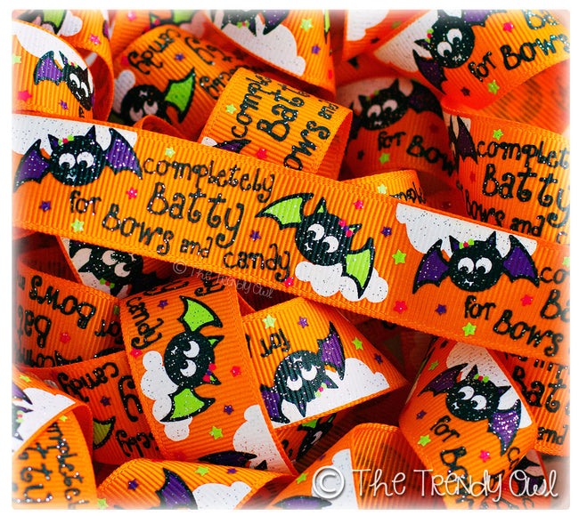 7/8" "Completely Batty for Bows and Candy!" - Halloween - 5yd Roll