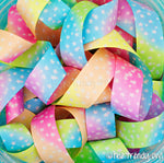 7/8" Pastel Rainbow Tie Dye - DOUBLE SIDED - Heat Transfer Stars Print - 5yd Roll