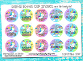 Unicorns/Rainbows "Free to be Me" on Pastel Rainbow TieDye - 1" BOTTLE CAP IMAGES - INSTANT DOWNLOAD
