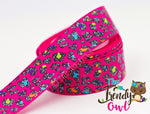 7/8" Bright Glittered Leopard Print - 5yd Roll