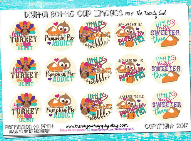 Gobble Till You Wobble - Thanksgiving Inspired - 1" BOTTLE CAP IMAGES - INSTANT DOWNLOAD