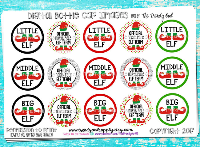 Official North Pole Elf Team - Christmas Inspired - 1" BOTTLE CAP IMAGES - INSTANT DOWNLOAD