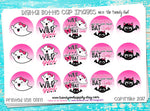 Wild Ghoul w/ a Bow and a Bat-itude! on PinkWhiteOmbre - - Halloween - 1" BOTTLE CAP IMAGES - INSTANT DOWNLOAD