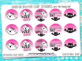 Wild Ghoul w/ a Bow and a Bat-itude! on PinkWhiteOmbre - - Halloween - 1" BOTTLE CAP IMAGES - INSTANT DOWNLOAD