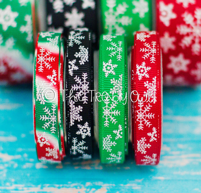 3/8" & 7/8" Classic Winter Snowflakes - 5yd Roll