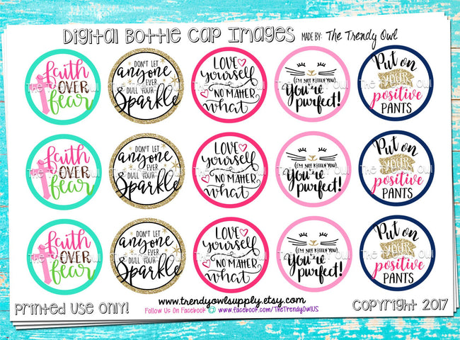 Misc. Sayings & Inspirational Quotes - 1" BOTTLE CAP IMAGES - INSTANT DOWNLOAD