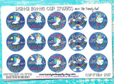 Unicorns & Rainbows "Free to be Me" on Dark Denim - 1" BOTTLE CAP IMAGES - INSTANT DOWNLOAD