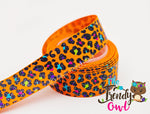 7/8" Bright Glittered Leopard Print - 5yd Roll