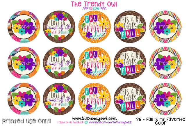 Fall Is My Favorite Color! - 1" Bottle Cap Images - INSTANT DOWNLOAD