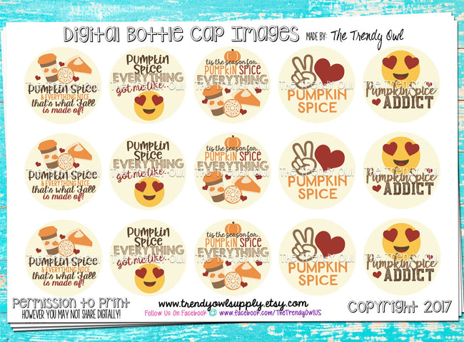 Peace, Love, Pumpkin Pie - Fall/Thanksgiving Inspired - 1" BOTTLE CAP IMAGES - INSTANT DOWNLOAD