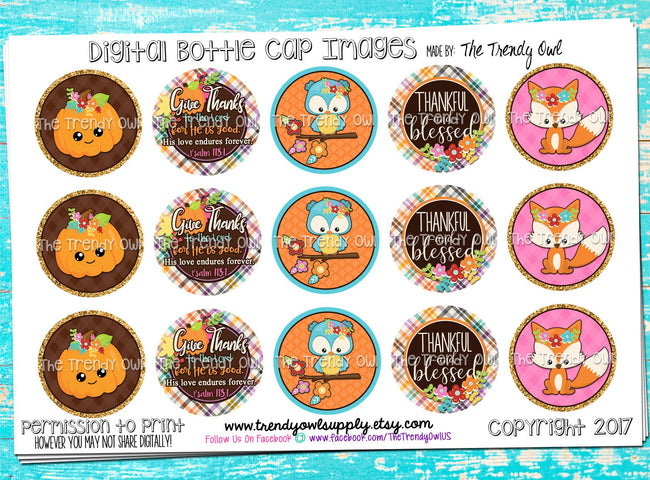 Fall Friends - Thanksgiving Inspired Sayings - 1" Bottle Cap Images - INSTANT DOWNLOAD