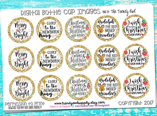 Christmas Inspired Sayings - 1" Bottle Cap Images - INSTANT DOWNLOAD