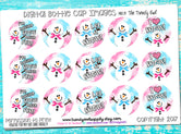 M2M Girly Winter Snowmen Ribbon - 1" BOTTLE CAP IMAGES - INSTANT DOWNLOAD