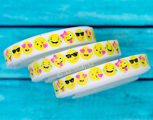 3/8" Emoji Faces Print - 5yd Roll