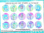 Watercolor Mermaid - 1" BOTTLE CAP IMAGES - INSTANT DOWNLOAD