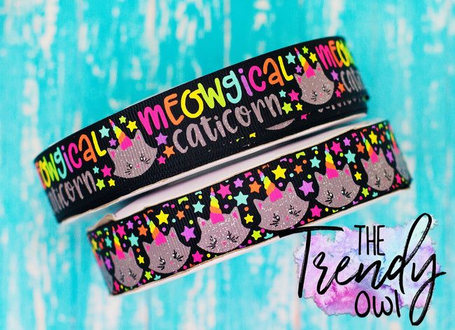 7/8" "Meowgical Caticorn" Kitten/Unicorn Collection - BY THE YARD