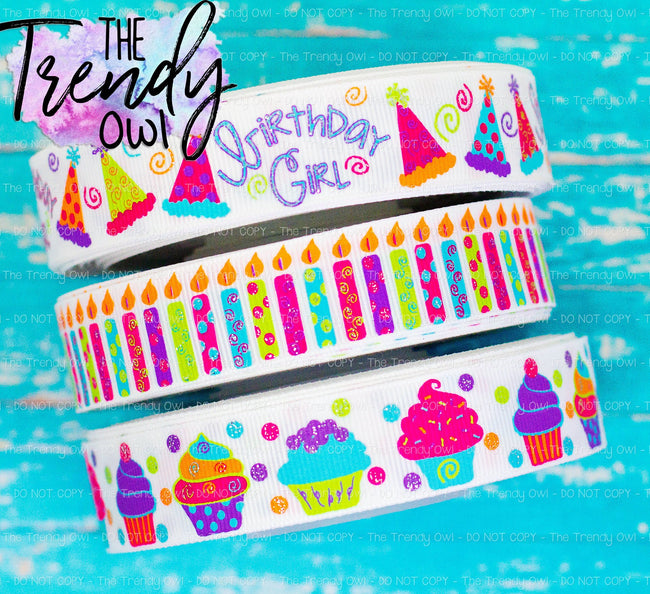 7/8" Bright Birthday Girl Collection - 3yd Cuts