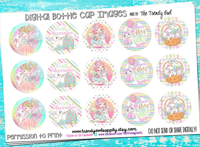 Easter/Spring Inspired Fairies!! - 1" Bottle Cap Images - INSTANT DOWNLOAD