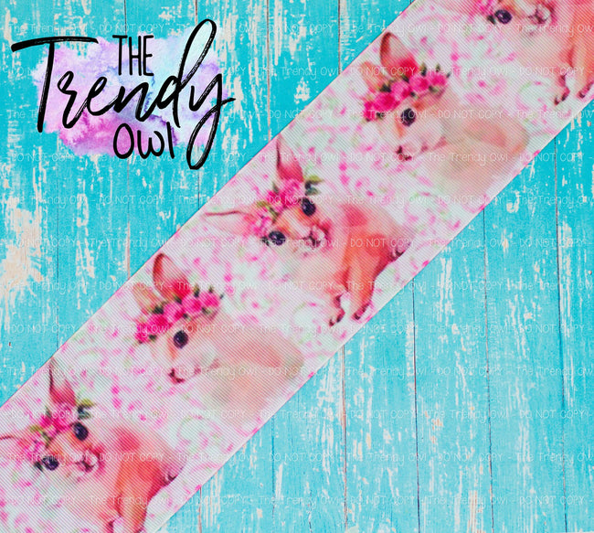 3" Pink Floral Bunnies - DOUBLE SIDED - Heat Transfer Print - 5yd Roll